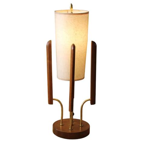 Rare Mid Century Danish Modern Modeline Table Lamp Teak Brass Adrian Pearsall For Sale At 1stdibs