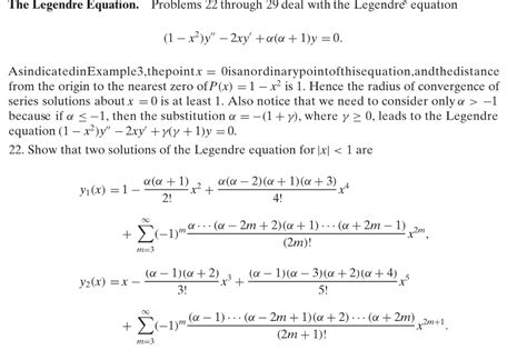 Solved The Legendre Equation. Problems 22 through 29 deal | Chegg.com