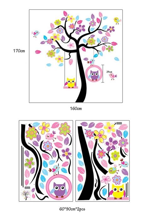 Cartoon Owl Tree Wall Art Removable Stickers