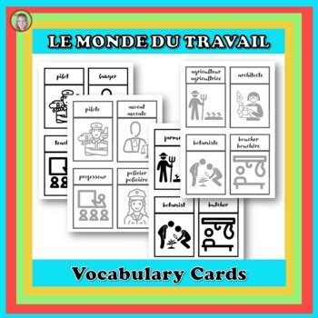 Jobs FRENCH FSL les métiers et le monde du travail VOCABULARY CARDS