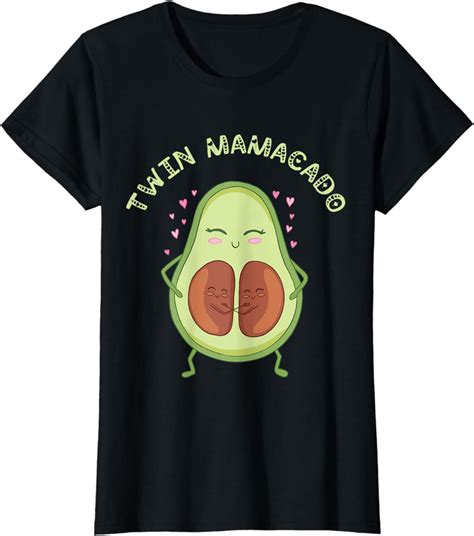 Twin Mamacado Cute Avocado Mama Fruit Pregnancy Pregnant Mom T Shirt