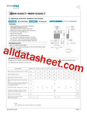 MBR10100CT Datasheet PDF Pan Jit International Inc