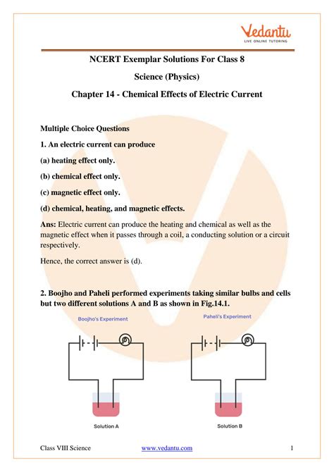 SOLUTION Ncert Exemplar Class 8 Science Solutions Chapter 14 Chemical