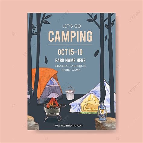 Camping Poster Design With Tent Template Download On Pngtree