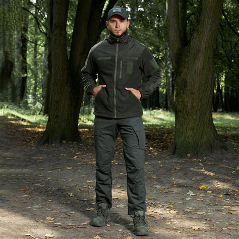 Мужская флисовая Кофта с Водонепроницаемыми вставками и Липучками под ...