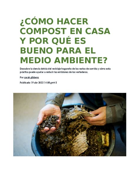 C Mo Hacer Compost En Casa Y Por Qu Es Bueno Para El Medio Ambiente