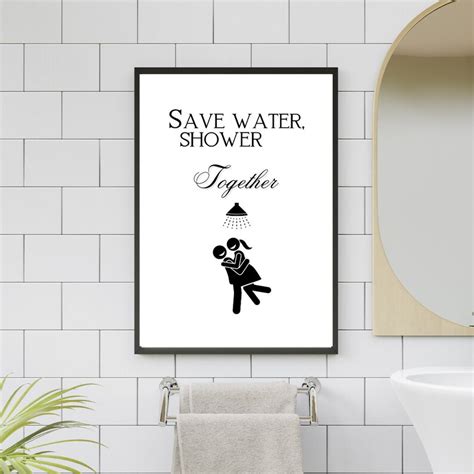 Save Water Shower Together Printable Minimalist Shower Poster Water