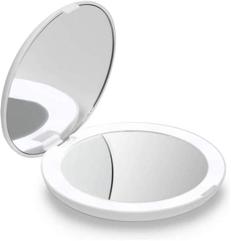 Led Lighted Travel Makeup Mirror 1x 10x Magnification Daylight Led