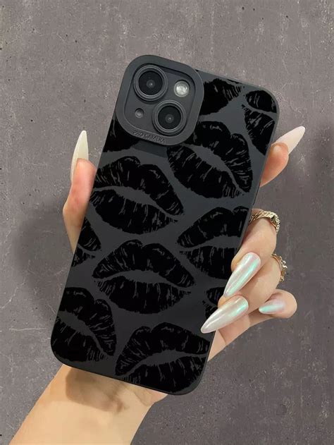 Iphone Cover With Black Lips Black Lips Iphone Cover Etsy Black Phone Case Print Phone Case