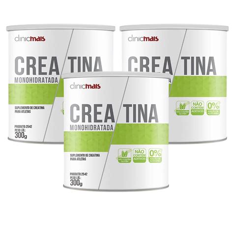 Kit 3uni Creatina Monohidratada 300g Clinic Mais Submarino