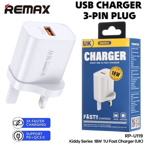 Original Remax W Fast Charger Rp U Fast Charging Adapte With Cable