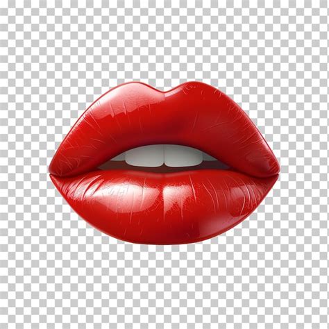 Premium Psd Red Lips Isolated On Transparent Background Png Psd