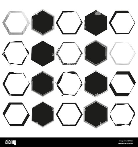 Hexagon Variations Set Geometric Shapes Diversity Outline And Filled