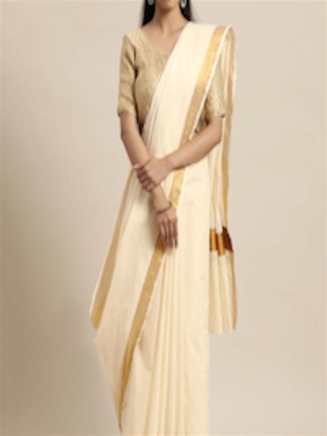 Buy Thara Saree Off White Pure Cotton Kasavu Sarees Sarees For Women