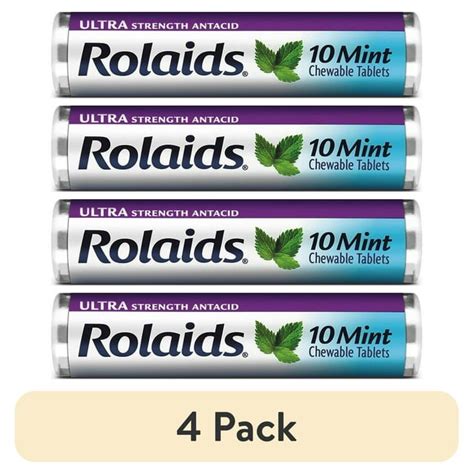 4 Pack Rolaids Ultra Strength Tablets Mint 10ct Roll