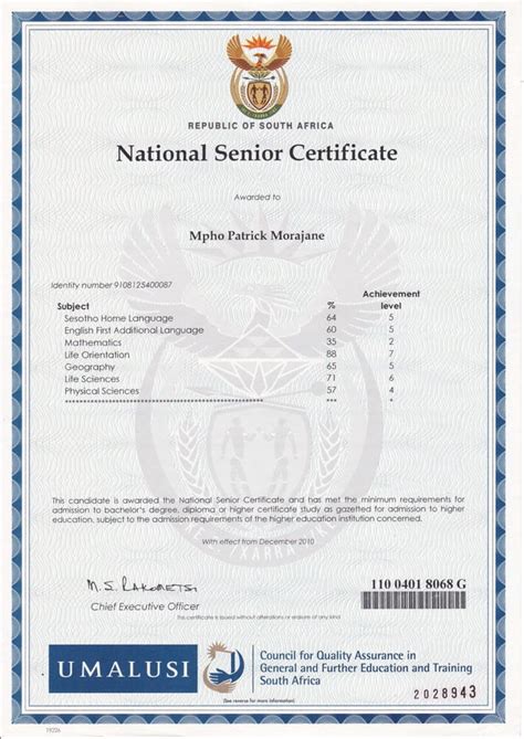 Senior Certificate Pdf Free Download