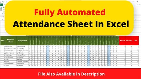 How To Make Attendance Sheet In Ms Excel Fully Automated Attendance