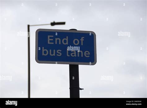 End Of Bus Lane Sign In London Stock Photo Alamy