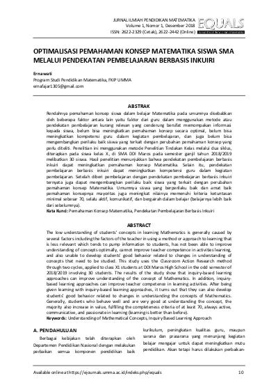 Optimalisasi Pemahaman Konsep Matematika Siswa SMA Melalui Pendekatan