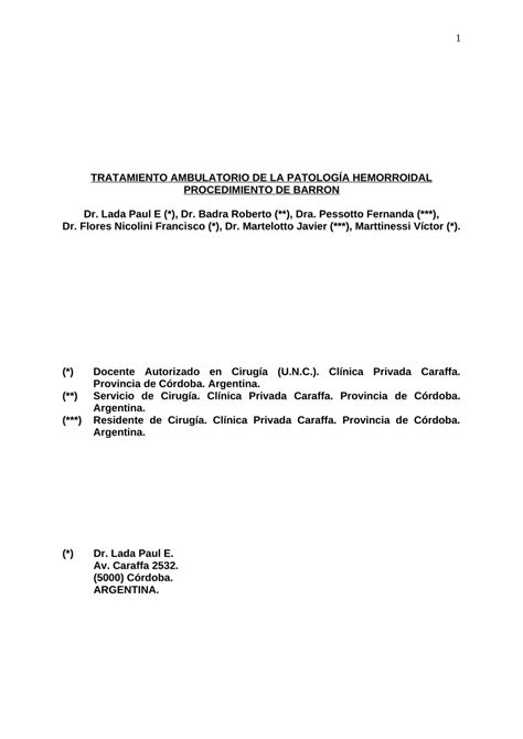 (PDF) Barron Procedure (rubber band ligation) for the ambulatory ...