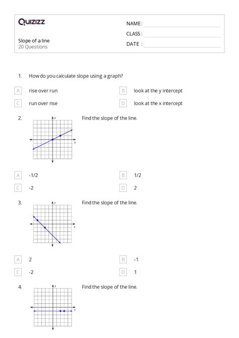 50 Slope Of A Line Worksheets For 7th Grade On Quizizz Free And Printable