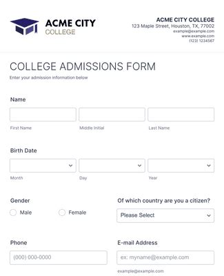 College Admission Form Template Jotform