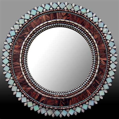 Zetamari Mosaic Round Mirror In Green Tea Artistic Artisan Designer