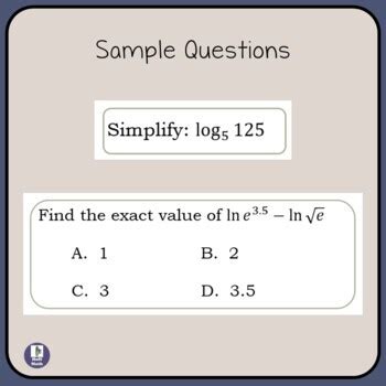 Logarithmic Functions And Their Graphs Worksheet Digital And Print