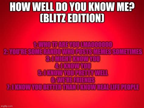 How Well Do You Know Me Blitz Edition Blank Template Imgflip