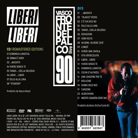 Liberi liberi - Fronte del palco. Live 90 (Remaster) - Vasco Rossi - CD ...