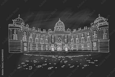 Vector Sketch Of Hofburg Palace On St Michael Square Michaelerplatz