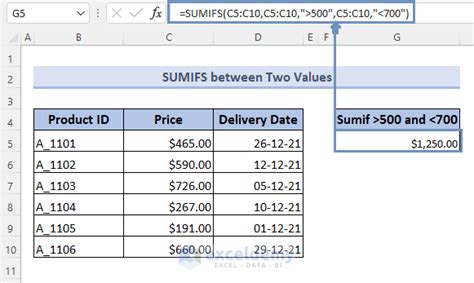 How To Use The SUMIF Function Between Two Values In Excel ExcelDemy