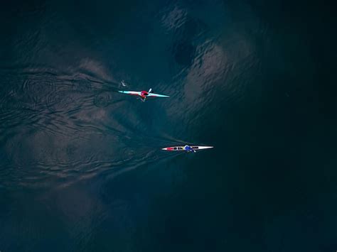 Premium Photo Open Water Sport Kayak And Canoe Aerial View