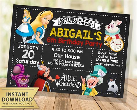 Alice In Wonderland Invitations Template