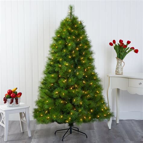 6ft Green Scotch Pine Artificial Christmas Tree With 300 Clear Led