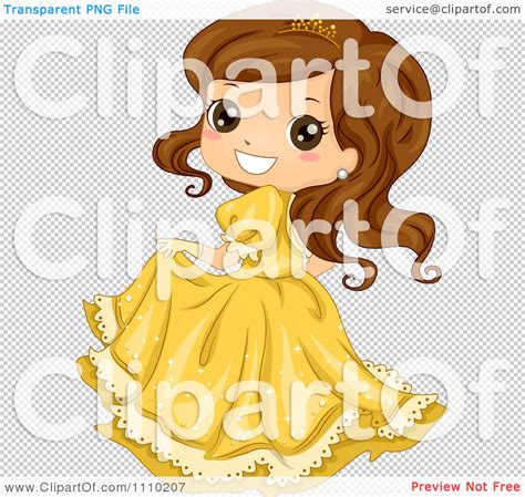 Clipart Cute Brunette Princess In A Yellow Dress And Tiara Royalty