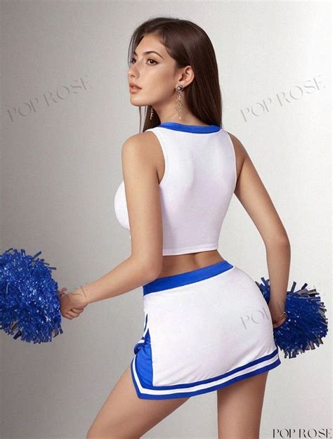 Womens Cheerleading Costume In Vibrant Blue Color Block In 2024 Knit