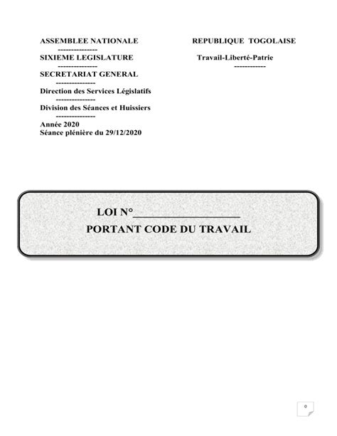 Loi Portant Code Du Travail