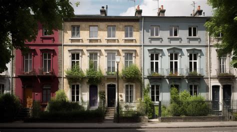 Townhouse Row Of Colorful Townhouses In London Backgrounds Free