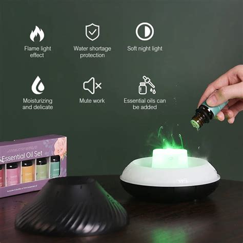 Umidificador Difusor de Aroma Vulcânico Óleo Essencial Luz Noturna