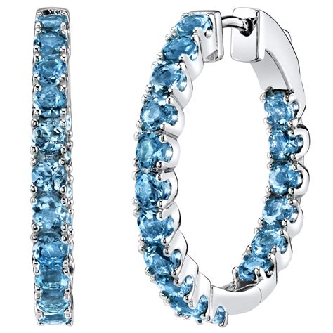 Oravo 5 Ct Round London Blue Topaz Hoop Earrings In Sterling Silver