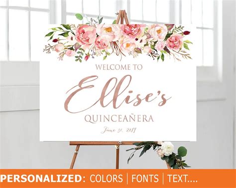 Quinceañera Welcome Sign Quinceanera Sign Quinceanera Etsy Bridal