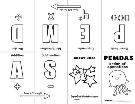 PEMDAS Chart - Superstar Worksheets