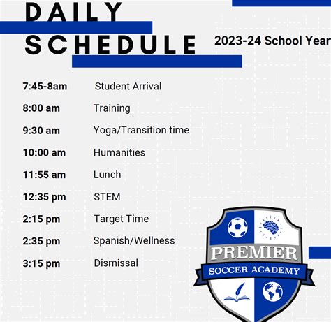 Schedule and Calendar — Premier Soccer Academy