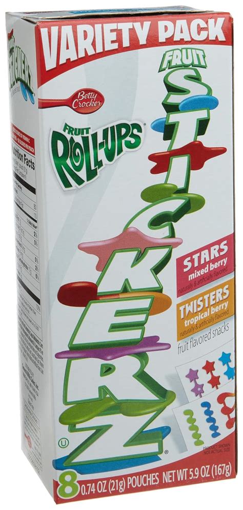 Fruit Roll Ups Fruit Flavored Snacks Stickerz Variety Pack 8 Count Pouches Pack