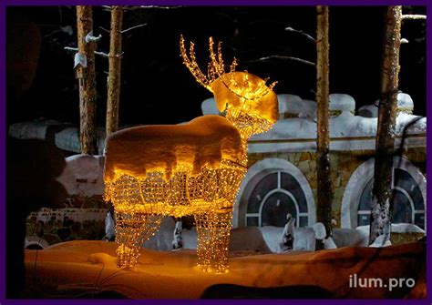 Светящийся олень высотой 3,5 метра в парке | ilum.pro