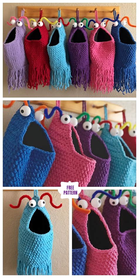 Knit Crochet Alien Yip Yips Hanging Basket Free Patterns Padr O De