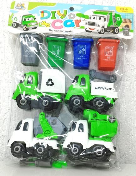 Kit Carrinhos Recicl Vel Monta E Desmonta Lixeiras Toy King