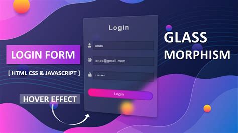 Glassmorphism Login Form Design With Hover Effect [ Html Css Js ] Glassmorphism Effects Youtube