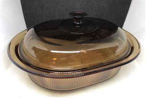 Amber Corning Vision Ware Quart Oval Casserole Roaster V B Pyrex